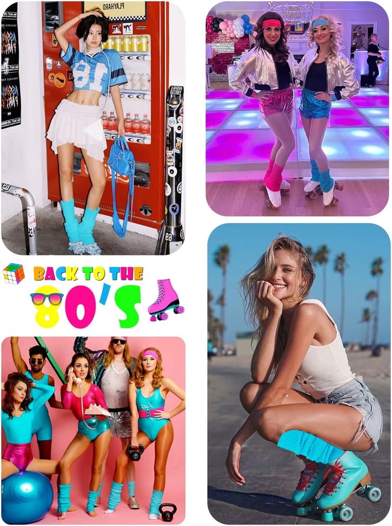 v28 Women Juniors Neon Ribbed Leg Warmers for 80s Eighty's Party Sports Yoga - Image 5